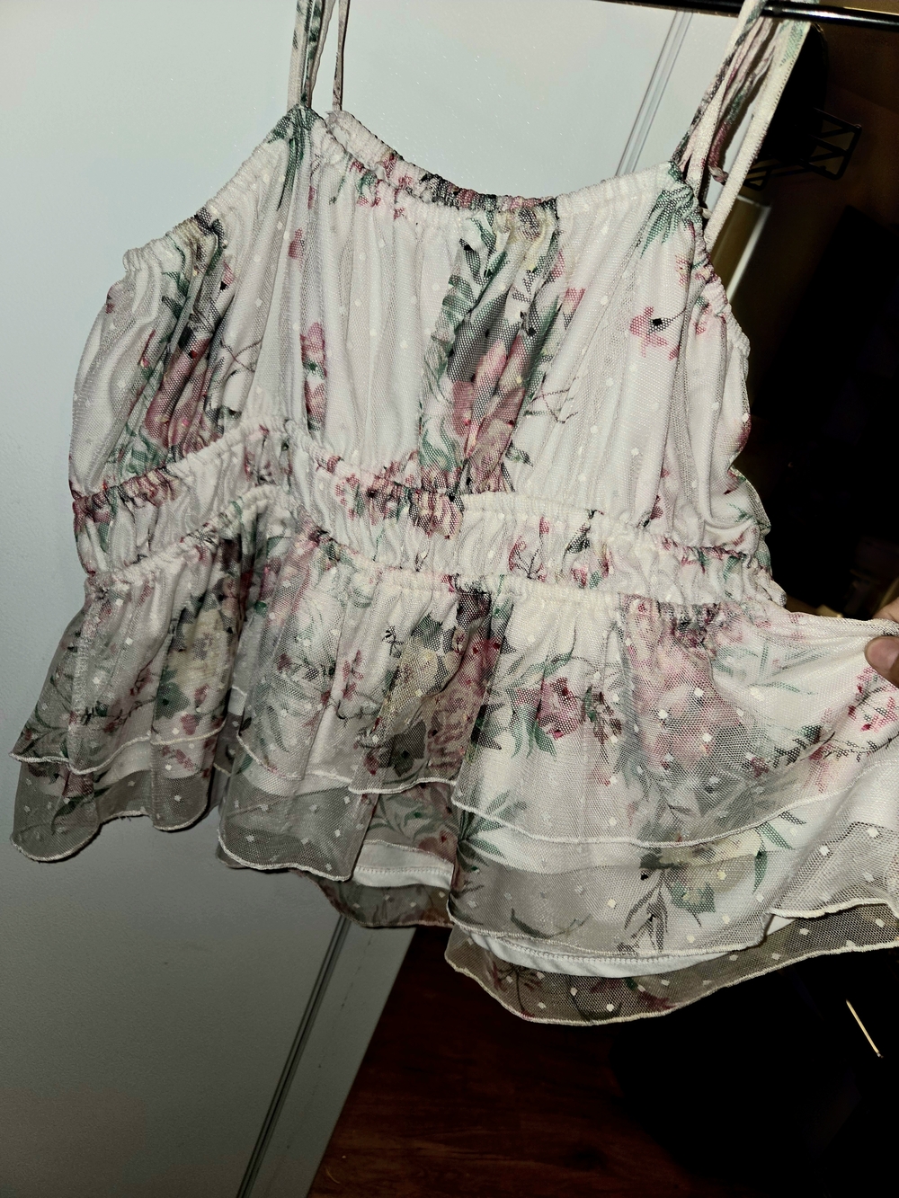 Willow Pink Floral Ruffle Camisole SIZE 3X